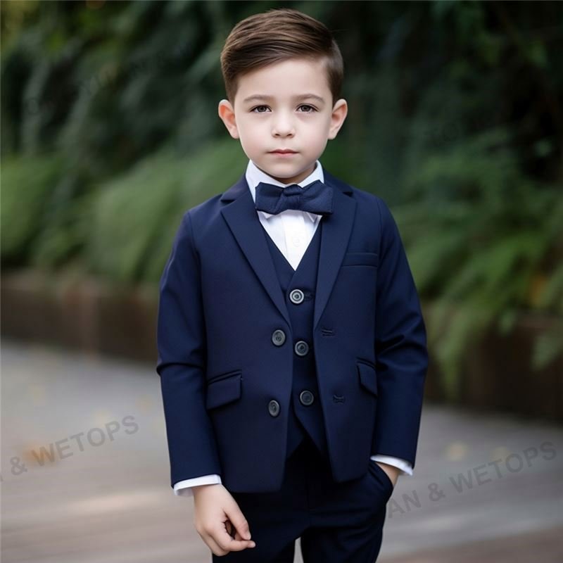 Custom Clothing Fashion Kids Clothes Solid Color Single Button Tuxedo Wedding Suits Clothing Set For Boys