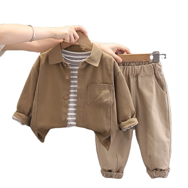 2024 Spring Autumn High Quality children Clothes Suit Long Sleeve T Shirt Coat Trousers 3Pcs Baby clothing Sets