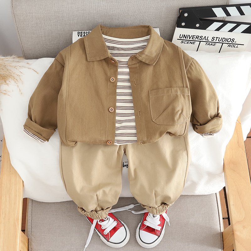 2024 Spring Autumn High Quality children Clothes Suit Long Sleeve T Shirt Coat Trousers 3Pcs Baby clothing Sets