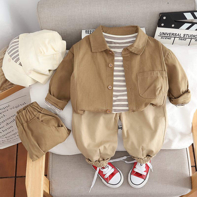2024 Spring Autumn High Quality children Clothes Suit Long Sleeve T Shirt Coat Trousers 3Pcs Baby clothing Sets