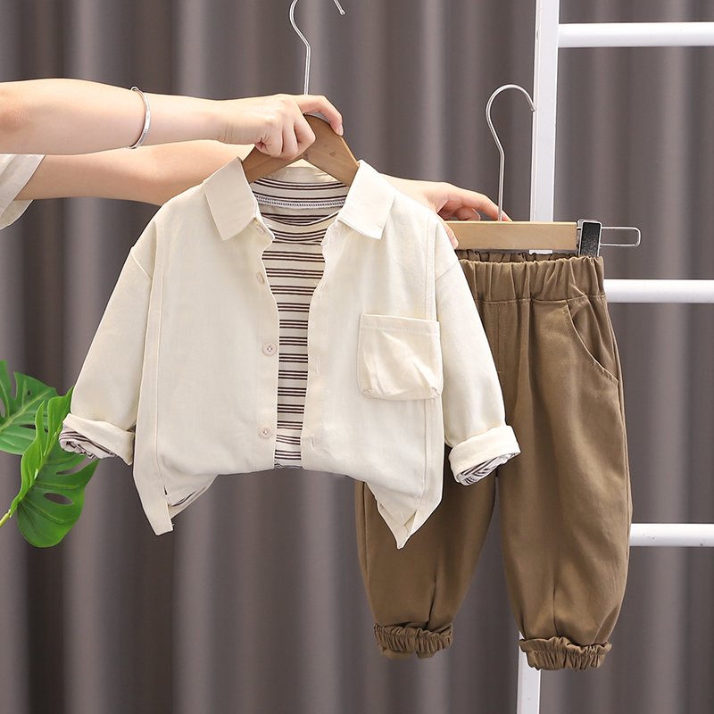 2024 Spring Autumn High Quality children Clothes Suit Long Sleeve T Shirt Coat Trousers 3Pcs Baby clothing Sets