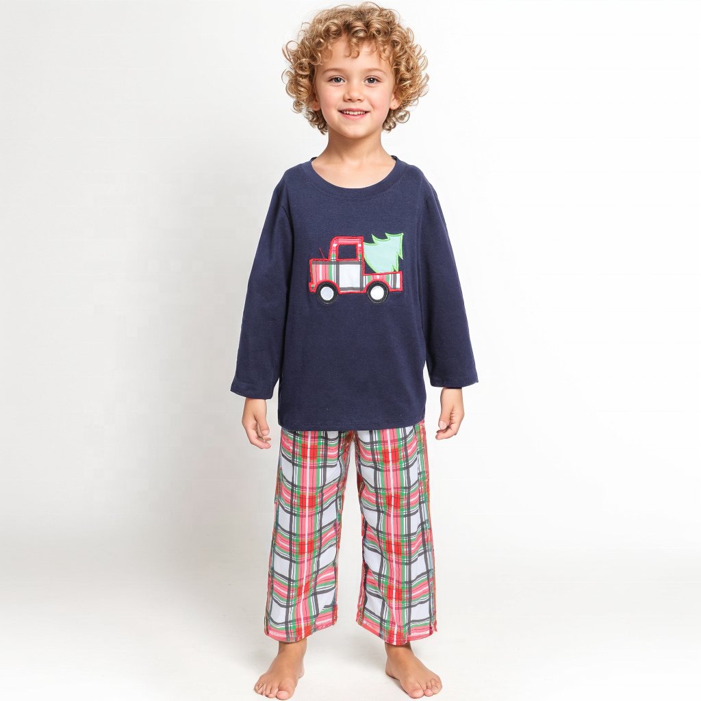 Customized Kids Christmas Matching outfits Wholesale French knot Mallard Duck Toddler Boys Cute Smocked Clothing sets