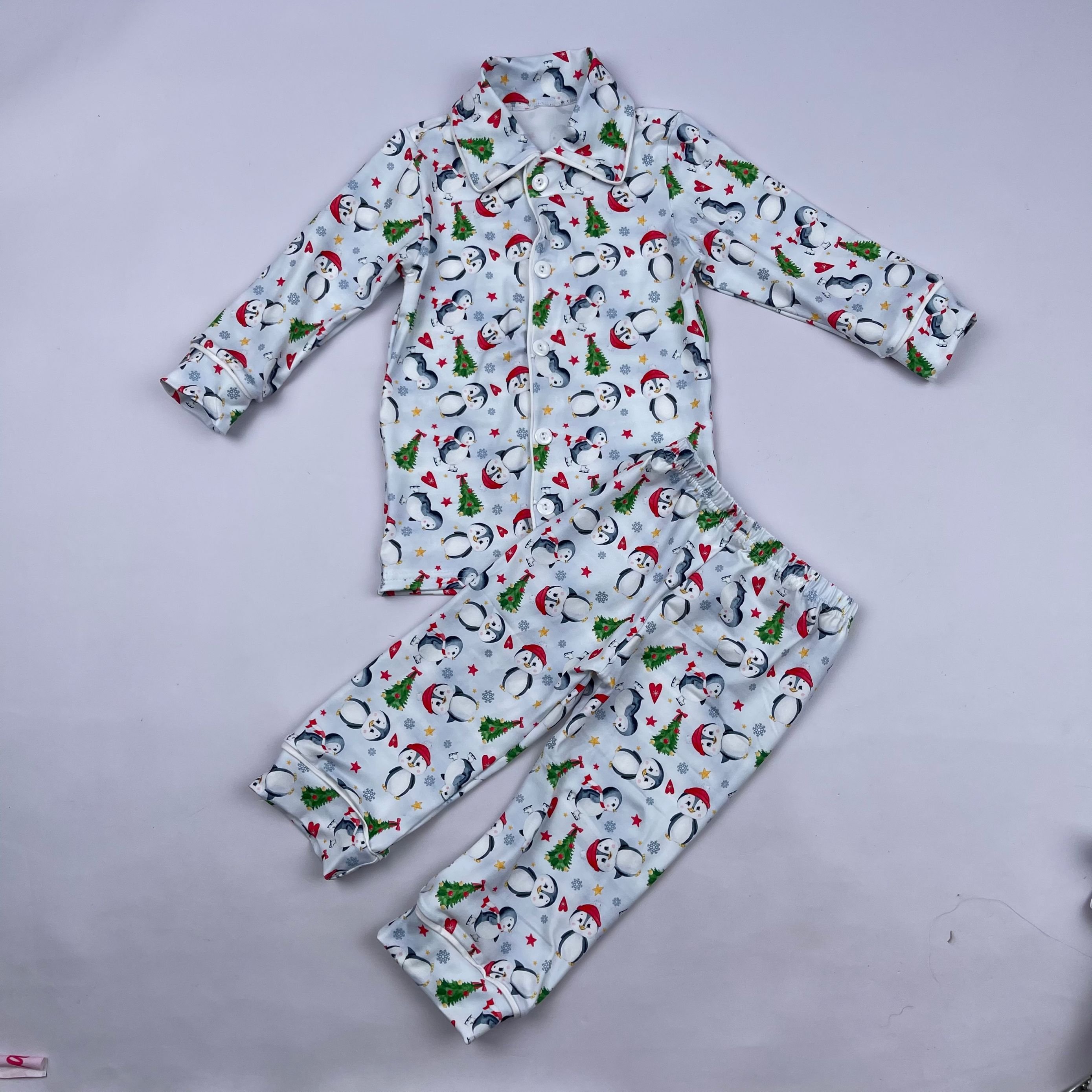 Fall Winter Boys Pyjamas Unisex Sleepwear Button Down Pajama For Kids Boys Pajamas Set Long Sleeve