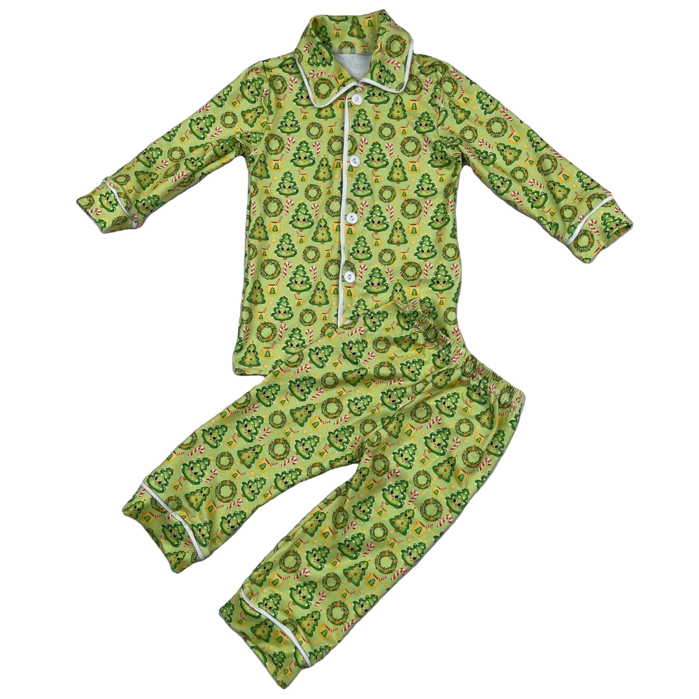 Fall Winter Boys Pyjamas Unisex Sleepwear Button Down Pajama For Kids Boys Pajamas Set Long Sleeve