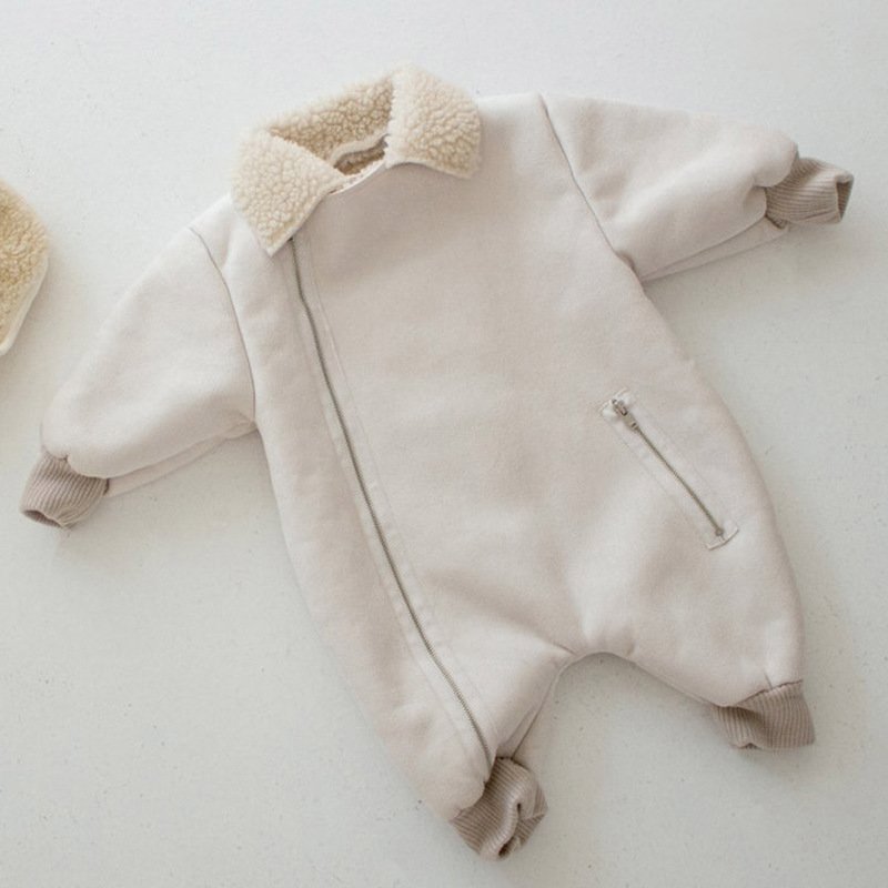 New Winter Suede Thickened Kids Fashion Clothing Warm Zipper Baby Girls Children'S Clothing Custom Logo Jumpsuit Kids Clothes