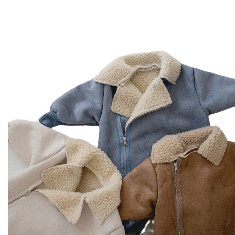 New Winter Suede Thickened Kids Fashion Clothing Warm Zipper Baby Girls Children'S Clothing Custom Logo Jumpsuit Kids Clothes