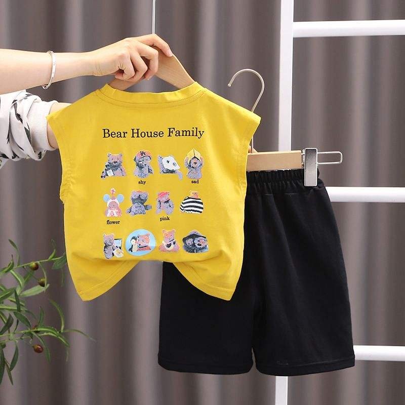 2024 New Organic Cotton Short Sleeve Top and Pants Baby Girls Suit Boys Summer Clothes Set