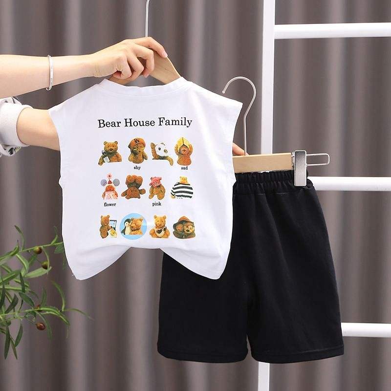 2024 New Organic Cotton Short Sleeve Top and Pants Baby Girls Suit Boys Summer Clothes Set