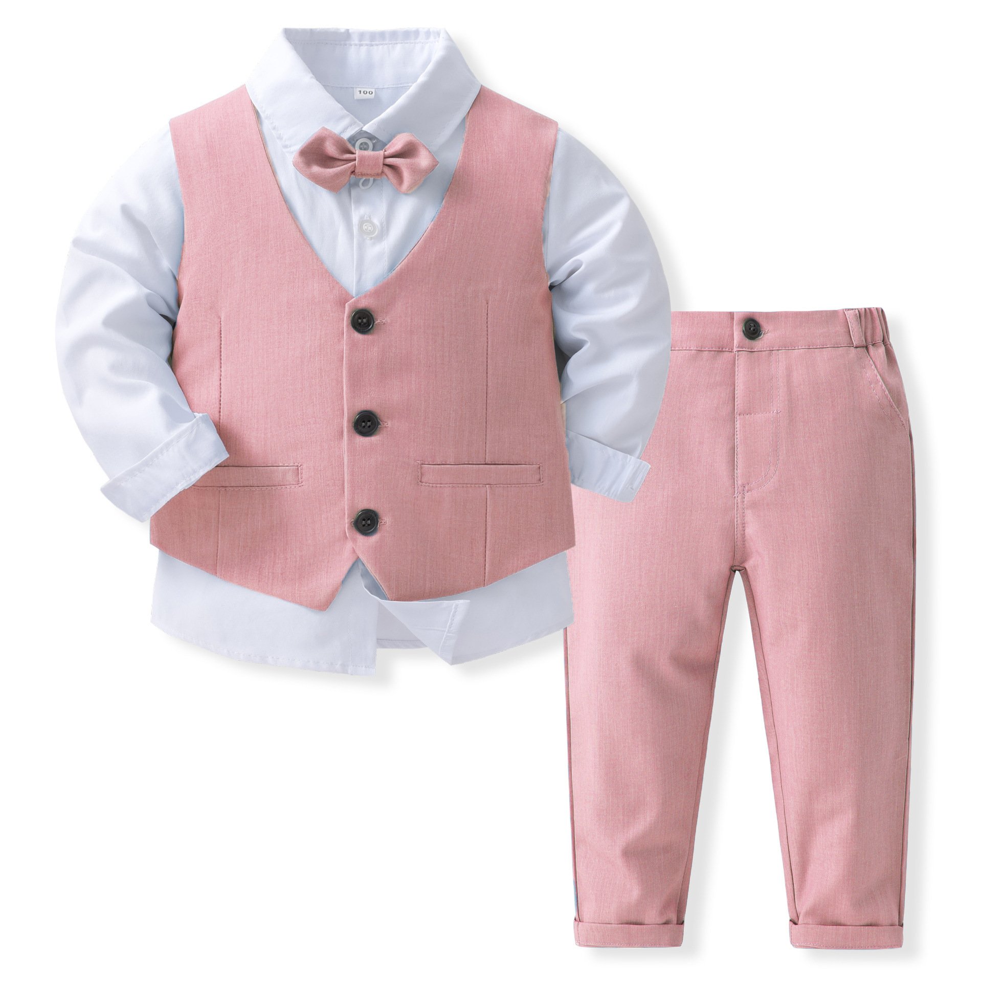 New style toddler boys clothing sets Children autumn Formal wear Three-piece set Solid color boy Western suit