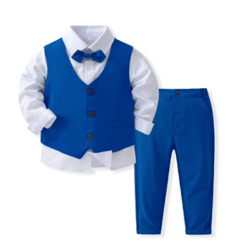 New style toddler boys clothing sets Children autumn Formal wear Three-piece set Solid color boy Western suit