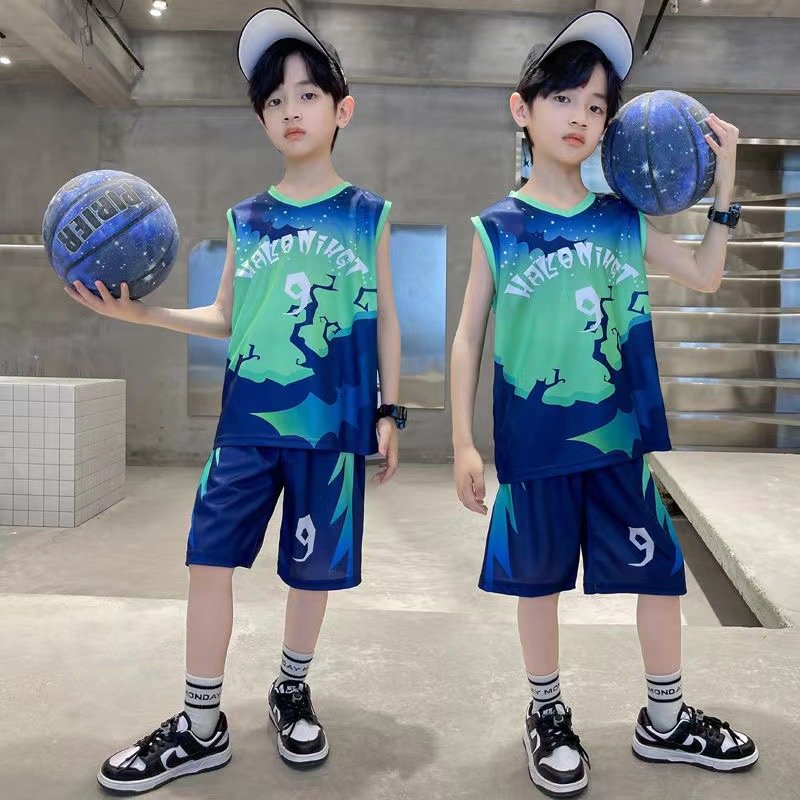 Children's summer children's sports ball suit boys' short sleeved Basketball uniform vest shorts