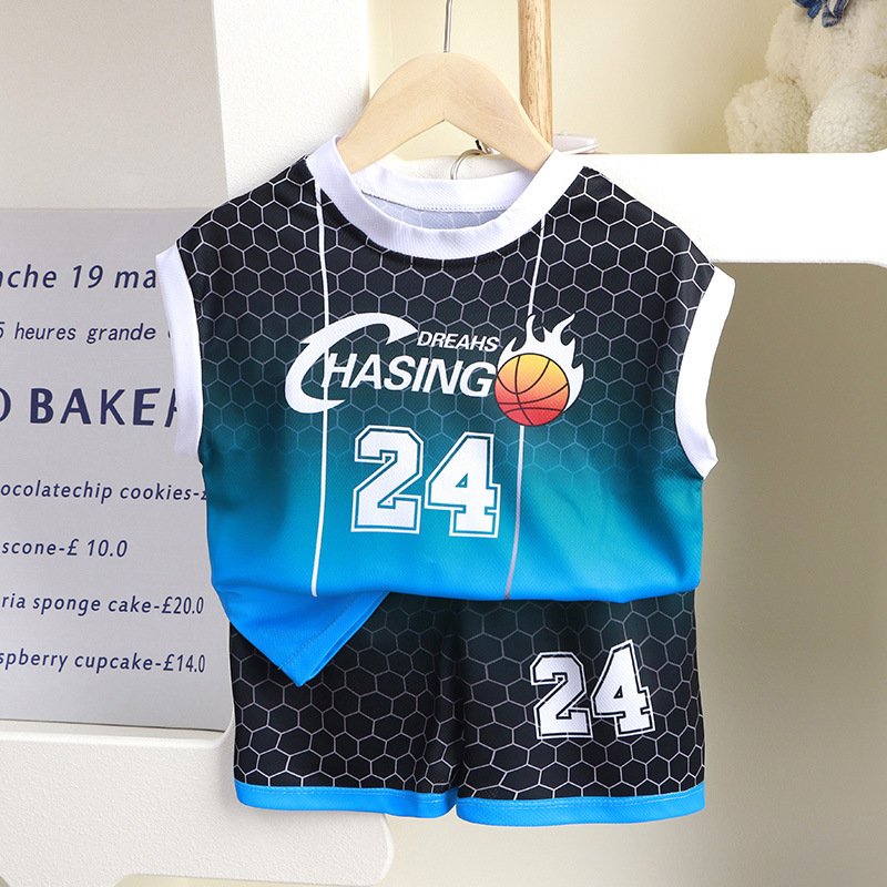 Children's summer children's sports ball suit boys' short sleeved Basketball uniform vest shorts