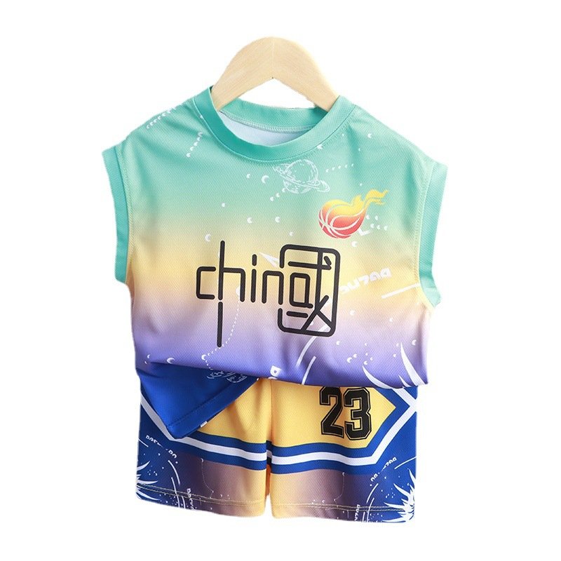 Children's summer children's sports ball suit boys' short sleeved Basketball uniform vest shorts