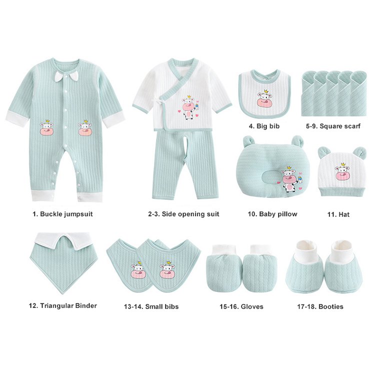 18 Piece/lot Newborn Baby Girl Clothes Set 100% Cotton Infant romper Set Milk Cow Soft Baby Boys Clothing Baby Gift set