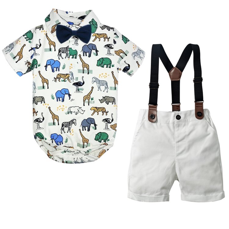 Newborn Baby Clothes China Vendors Wholesale Designer 0 24 Months Toddler Infant Clothes Printed Animal 100% Cotton Clothes Baby