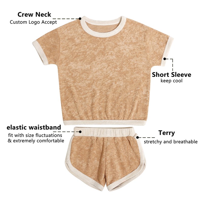 Custom Label Newborn Kids Clothes Summer Short Sleeve terry Baby Boys Short Pants Set