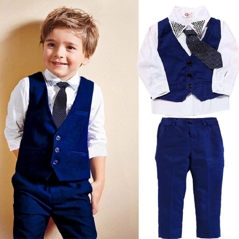 WSG11 Top Children Boys Formal Clothing sets Spring Autumn Kids Gentleman clothes suit