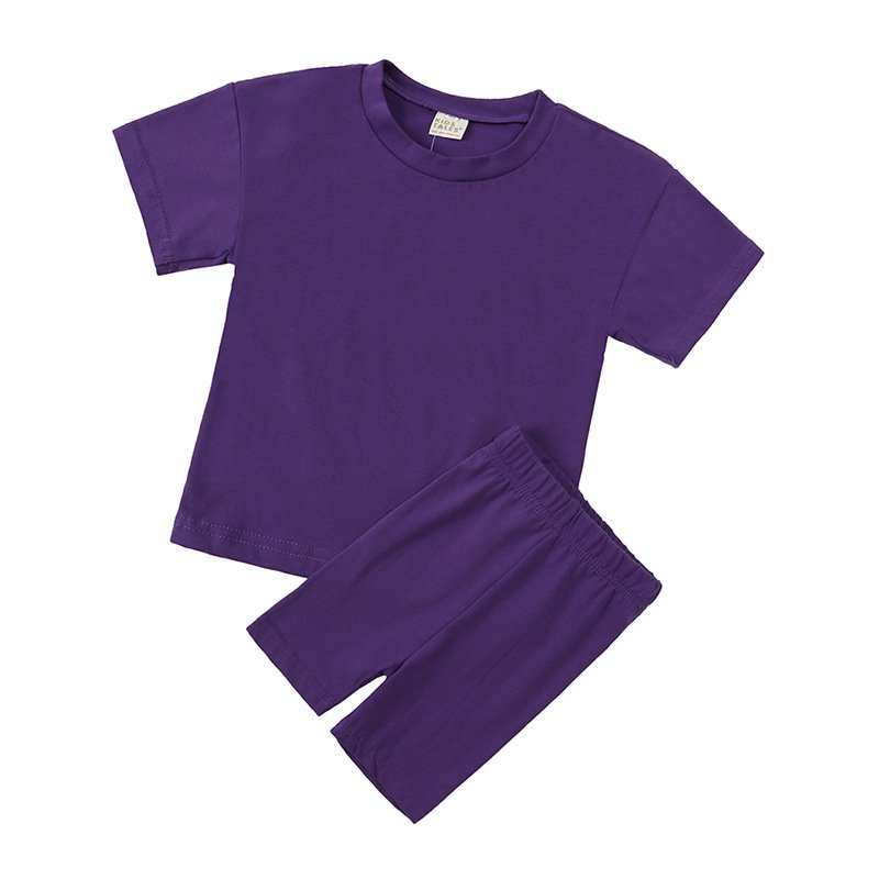 Kids summer t shirt and short set kids custom logo tracksuit cotton children clothing