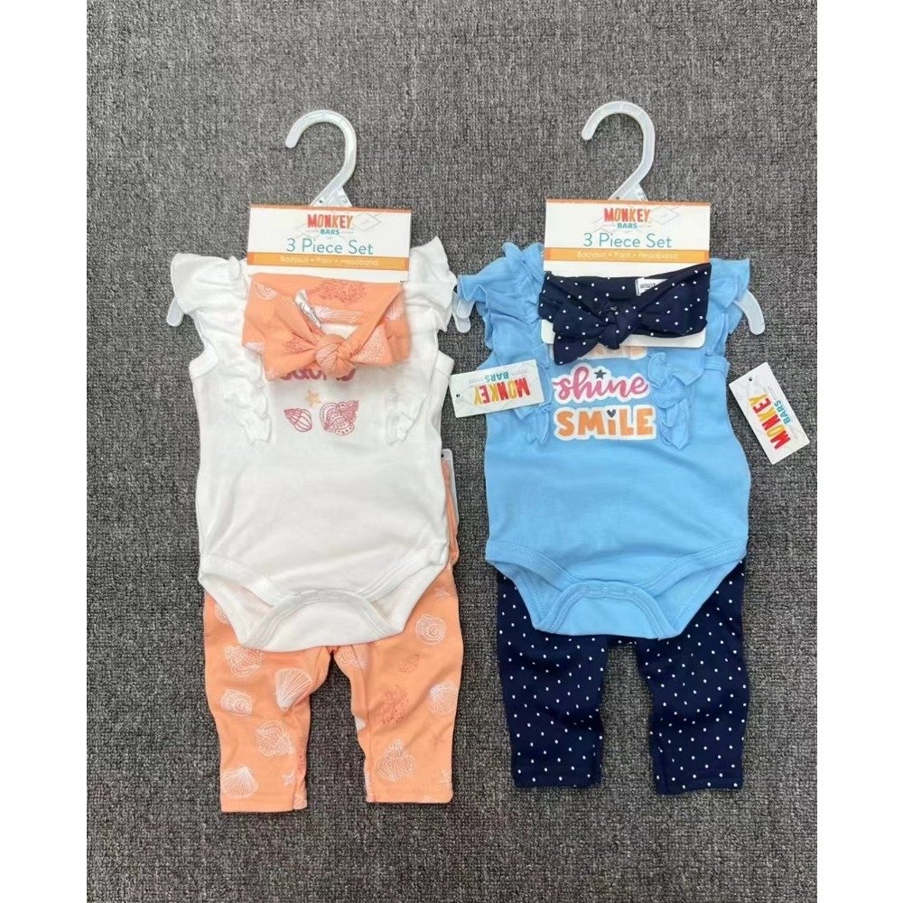 Wholesale Quality Newborn Baby Girls Boys Three Pieces TROUSERS+bibs+rompers Infant Baby Onesies Clothing Sets