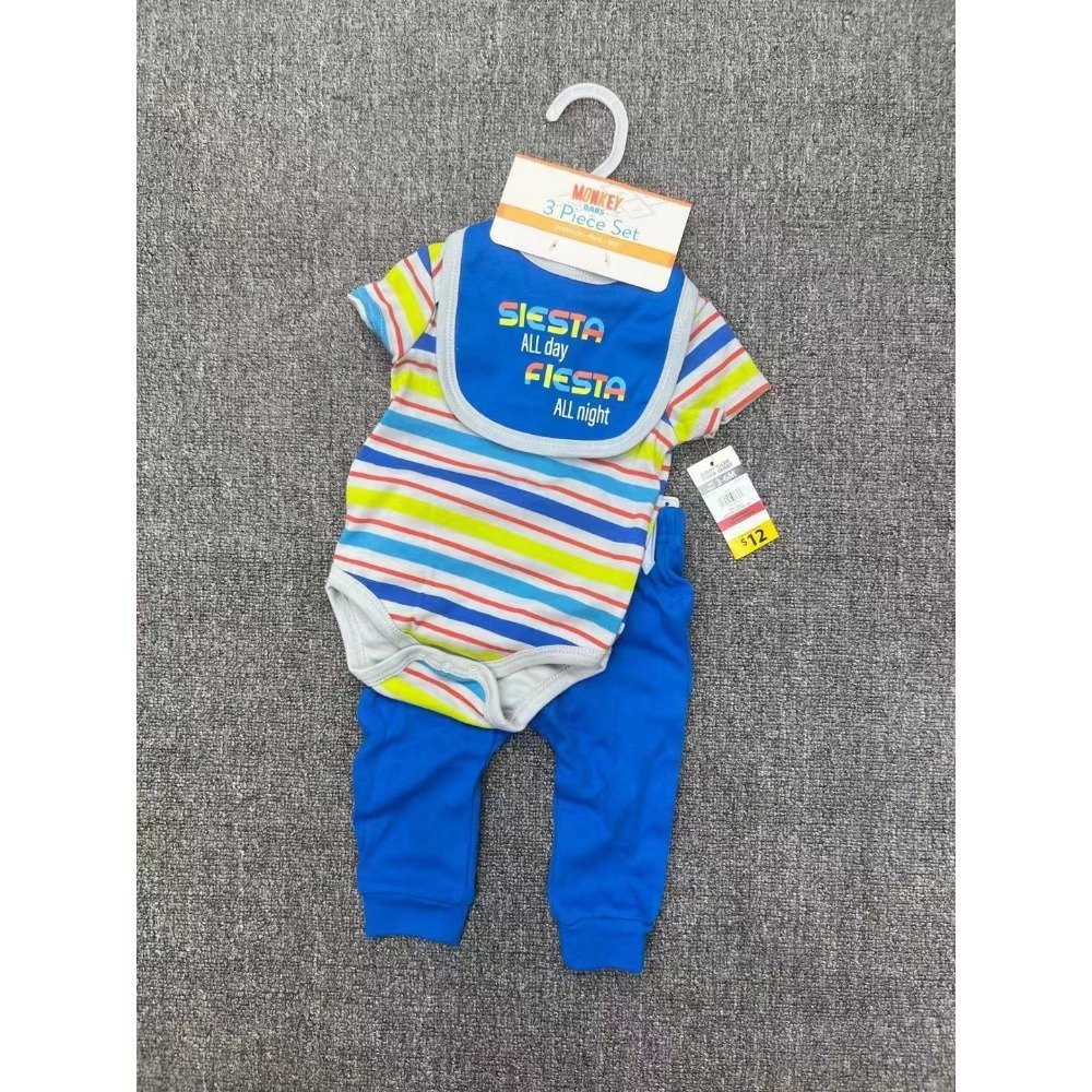 Wholesale Quality Newborn Baby Girls Boys Three Pieces TROUSERS+bibs+rompers Infant Baby Onesies Clothing Sets