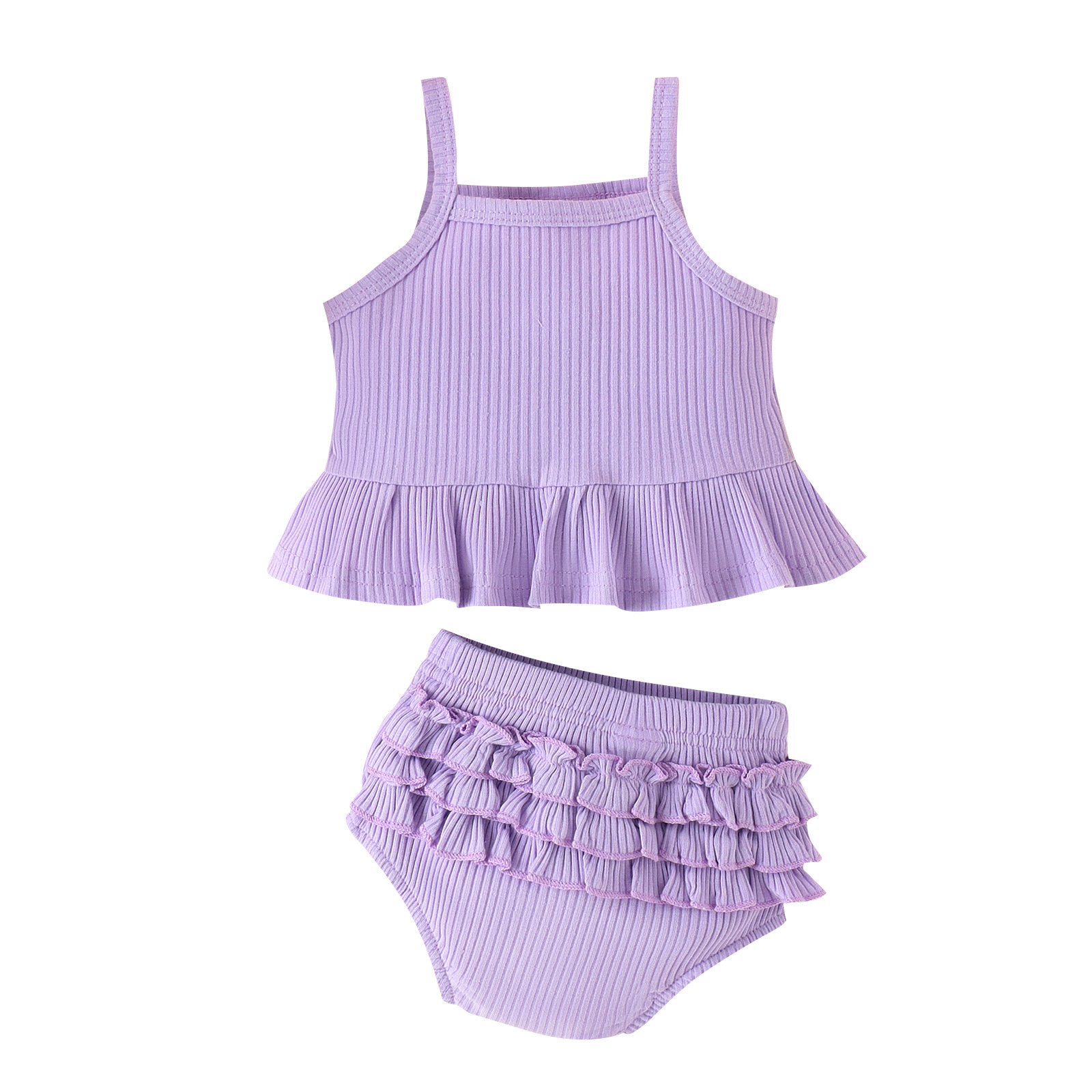 Baby Clothes Wholesale Children Suit Kids Sets Cotton Solid Suspender Top Shorts Two-Piece Outfits Baby Clothing Set