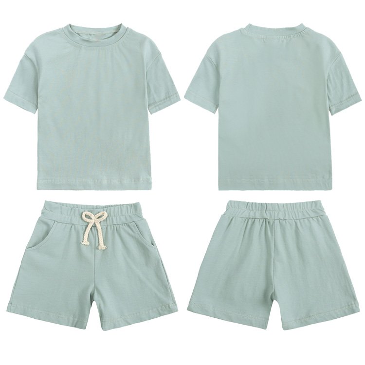 Cotton Jogger Blank Tshirt Boys Kids Shorts And Top Sets Two Piece Custom Boutique Customize Shorts Set Summer Kids Clothing