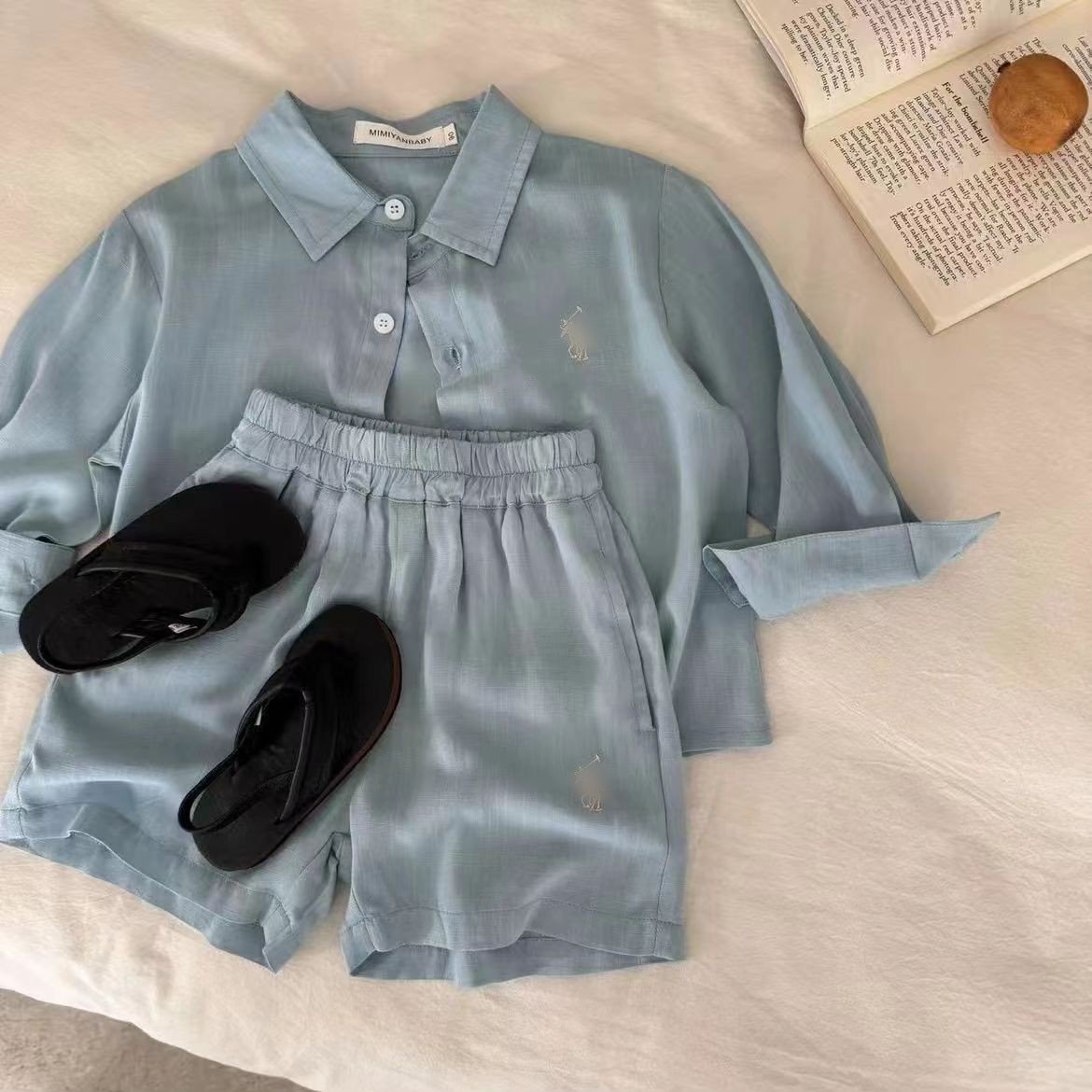 New arrival summer casual Boys Clothing Sets long sleeves soft sunproof shirt + casual pants 2 Pieces outfits for kids