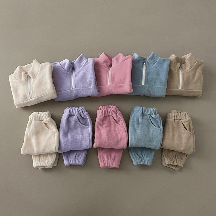 Toddler Girl Winter Clothing Sets 2Years Baby Boy Collar Double Side Velvet Set Clothes Stand