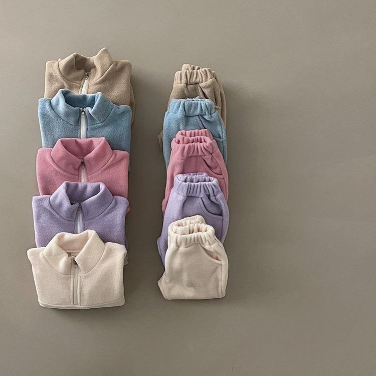 Toddler Girl Winter Clothing Sets 2Years Baby Boy Collar Double Side Velvet Set Clothes Stand