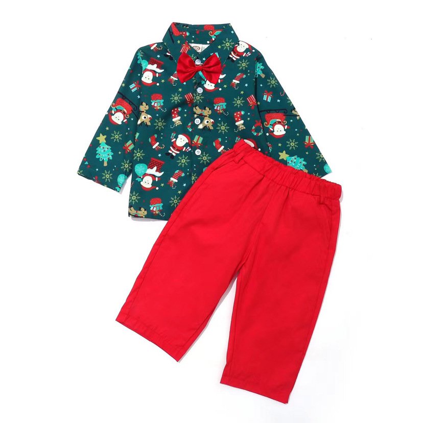 New Toddler kids clothing boys Long Sleeve Shirts Pants Outfits Sets Boy Christmas T-Shirt Top Shorts Pants Outfit Suit