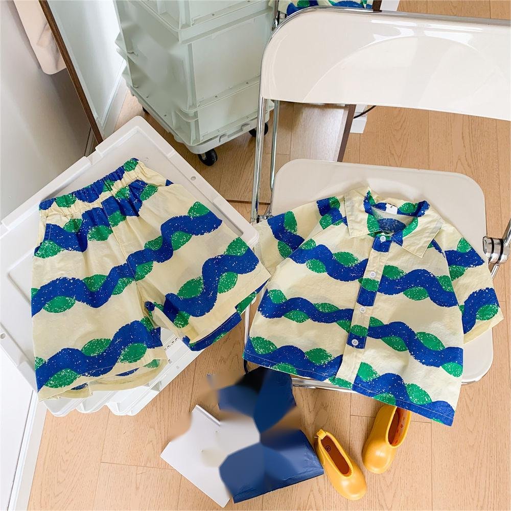 Factory Wholesale Summer Baby Suit Shirt and Shorts 2pcs Teenagers Boys Clothing Sets