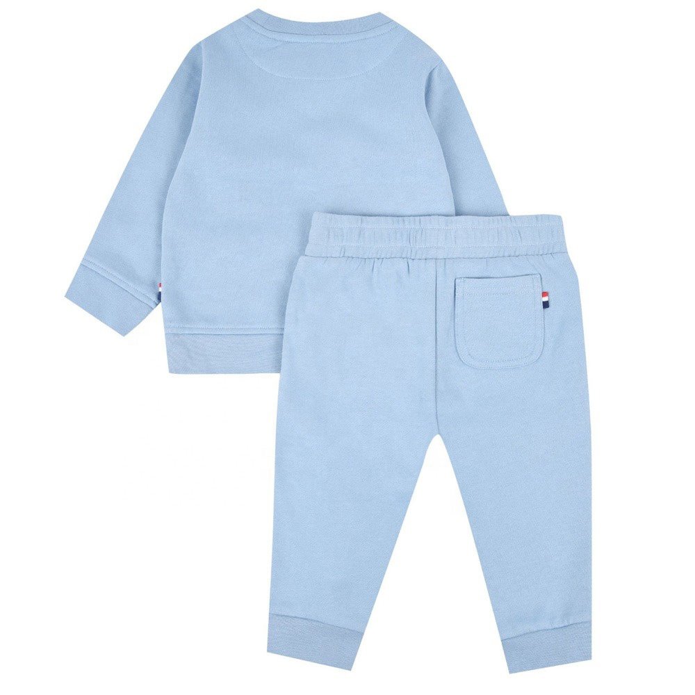 kids Custom Sweatshirt And Sweatpants Set Cotton Fleece Kids Tracksuit High Quality Boys Grey Sweat suit wholesale kids wears