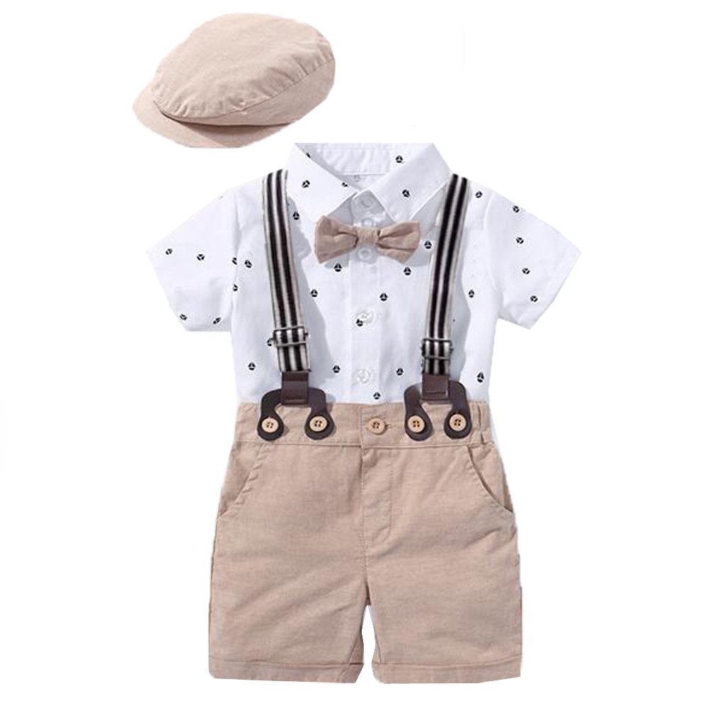 3PCS Suspenders Formal Wear Bow Birthday Dress Outfit Sets Newborn Boys Baby Children Kids Baby Boy Gentleman Suits