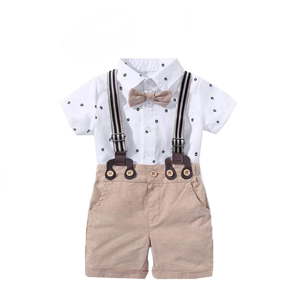 3PCS Suspenders Formal Wear Bow Birthday Dress Outfit Sets Newborn Boys Baby Children Kids Baby Boy Gentleman Suits