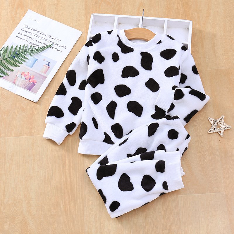 Wholesale Autumn Winter Kids Clothes Flannel Warm Pajamas Set Tops Pants Suit Baby Boys Girls Home Clothe Sets
