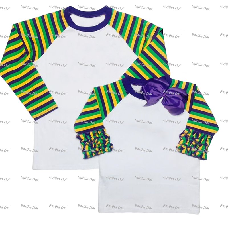 Monogram Mardi Gras shirt for baby toddler kids girls personalized outfit matching boys clothing sets