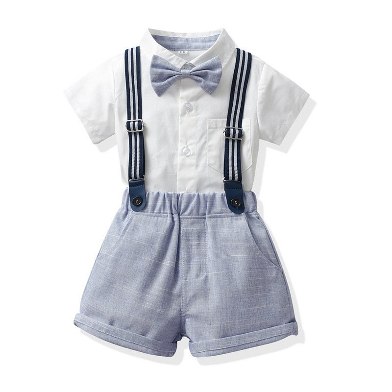 Baby boy Suits Romper Baby cotton Gentlemanship GIRLS veralls Children Clothes Set Formal New Born Show Performance short sleeve