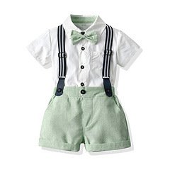 Baby boy Suits Romper Baby cotton Gentlemanship GIRLS veralls Children Clothes Set Formal New Born Show Performance short sleeve