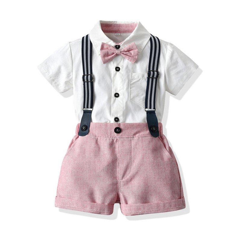 Baby boy Suits Romper Baby cotton Gentlemanship GIRLS veralls Children Clothes Set Formal New Born Show Performance short sleeve