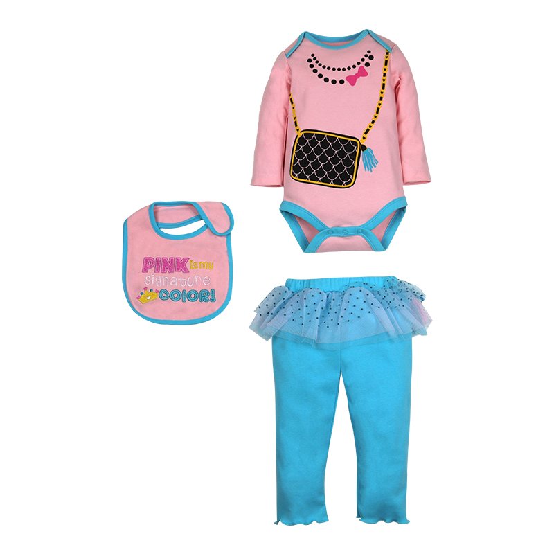 Newborn baby long sleeve romper set Wholesale Long coat Promotion Boutique Breathable Cotton Top Kids Children Toddler 3pcs set