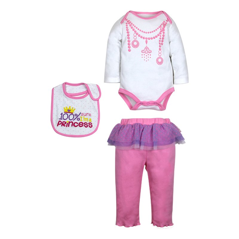 Newborn baby long sleeve romper set Wholesale Long coat Promotion Boutique Breathable Cotton Top Kids Children Toddler 3pcs set