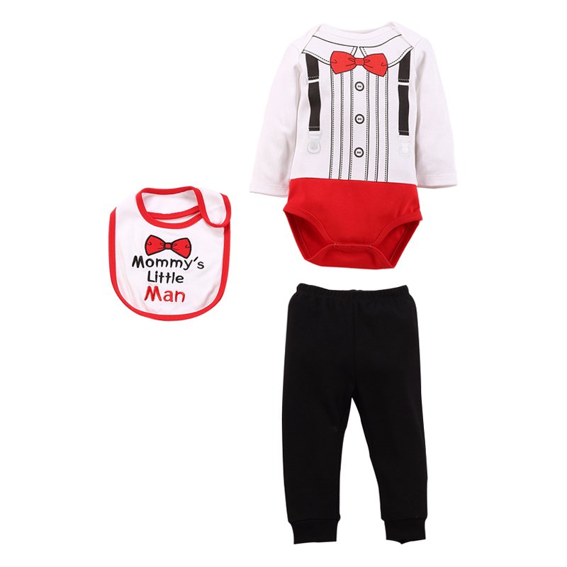 Newborn baby long sleeve romper set Wholesale Long coat Promotion Boutique Breathable Cotton Top Kids Children Toddler 3pcs set
