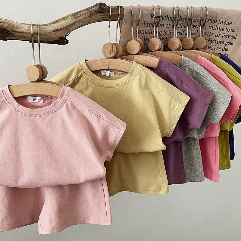 2024 NEW Toddlers Kids Clothes Set Cotton T Shirt Trousers Two Piece Summer Casual Breathable Girls Boys Clothing Set