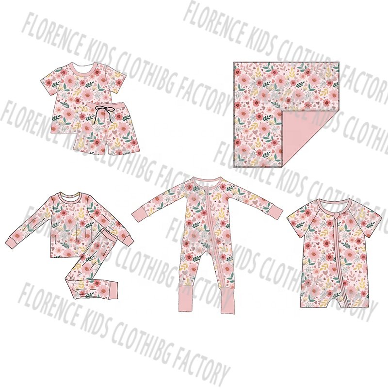 DH ODM Western kids boutique style valentine baby girls boys bamboo pants outfit jogger set unisex
