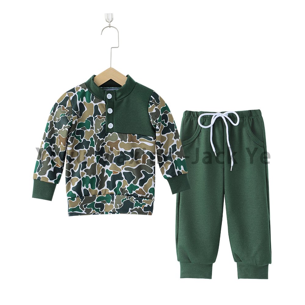Camouflage boys clothing sets long sleeve kids winter clothes sweatshirt material children's jogger set