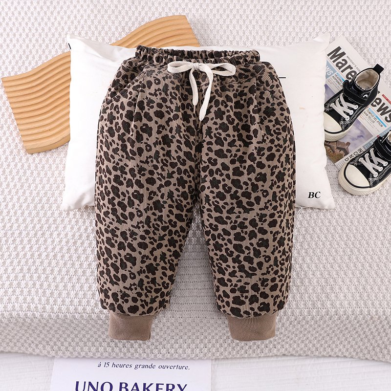 Winter Casual Padded Pants for Girls and Boys Thick Woolen Fabric with Cute Cartoon Pattern Warm Baby Clothing Set