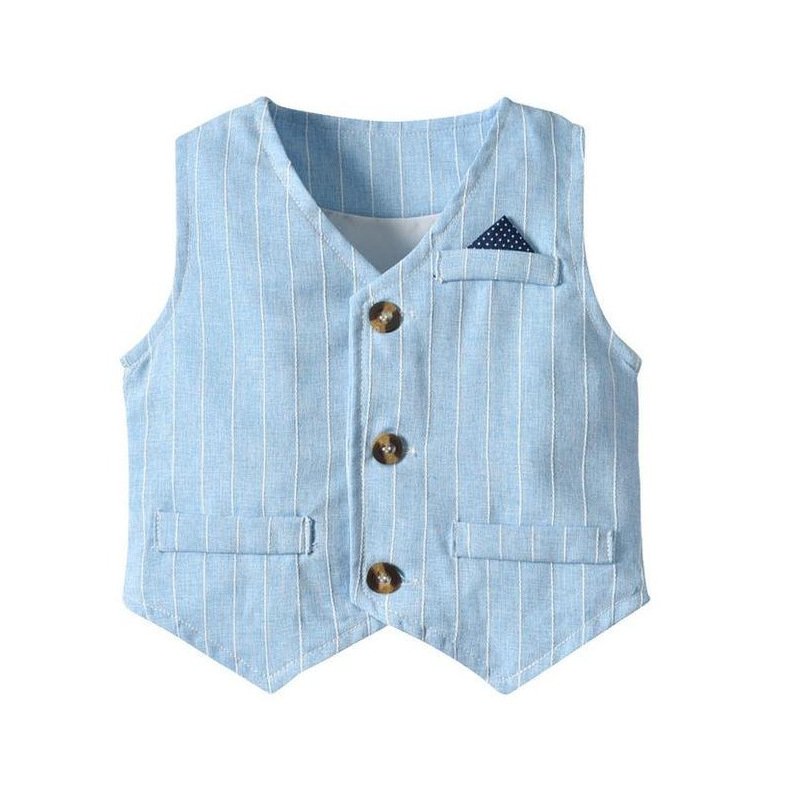 Custom Kid Boys Dress Gentleman Wedding Suit Set Shirt Vest Birthday Formal Suit for Boy Striped Toddler Boy Clothing Set