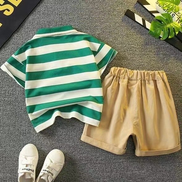 Boys summer polo shirt set new fashion baby clothes summer two-piece set