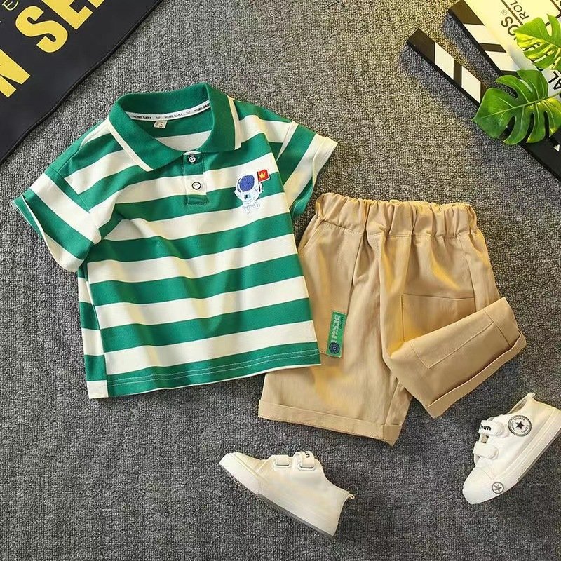 Boys summer polo shirt set new fashion baby clothes summer two-piece set