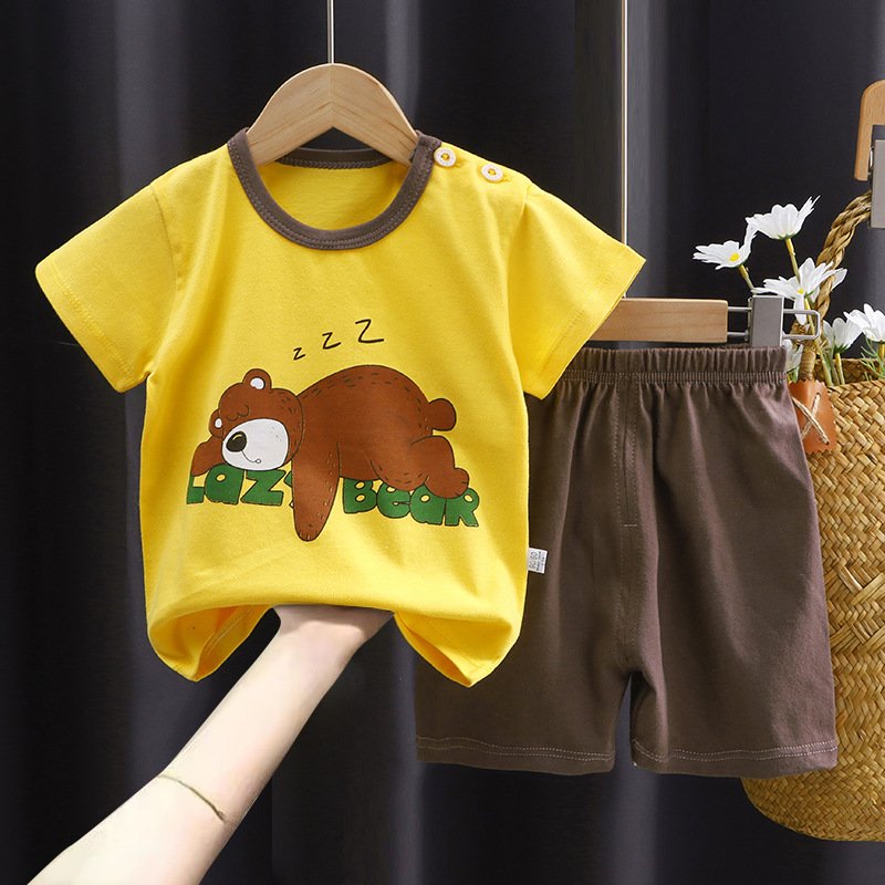 Hot Sale Kids Clothing Summer New Designs Cartoon Print Clothes Set For Boys Casual 2 Pieces Short Sleeve Clothes Sets